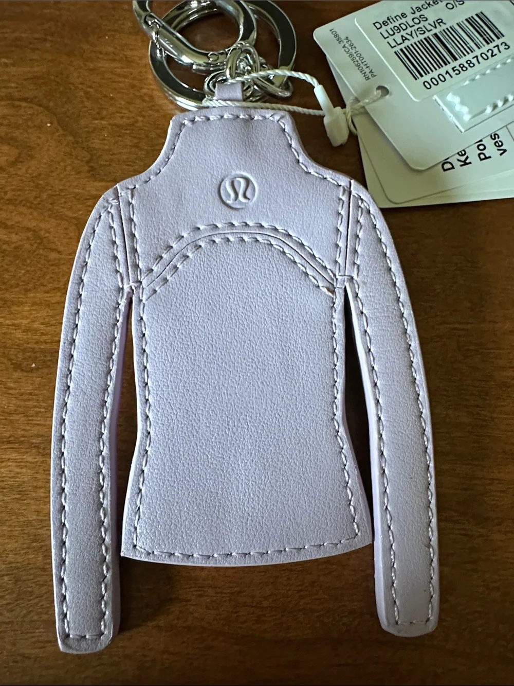 Lululemon Lilac Mini Define Jacket Keychain with Silver Hardware NWT
